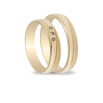 Βέρες Σετ Χρυσές Λουστράτες και Σαγρέ με Ζιργκόν MASCHIO FEMMINA TMF-27 - themelidisjewels